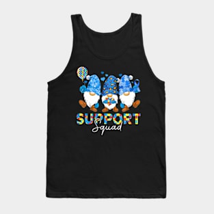 Gnomes Autism Awareness  Support Squad Blue Ribbon Tank Top